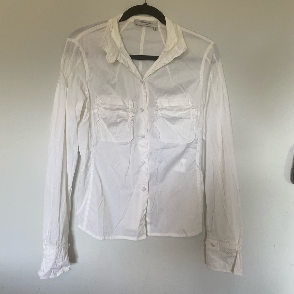 Vintage YSL Button Up Poplin Top FR 40 US 4
